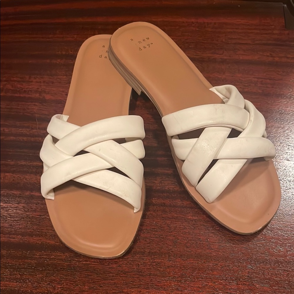 White Slide Sandals